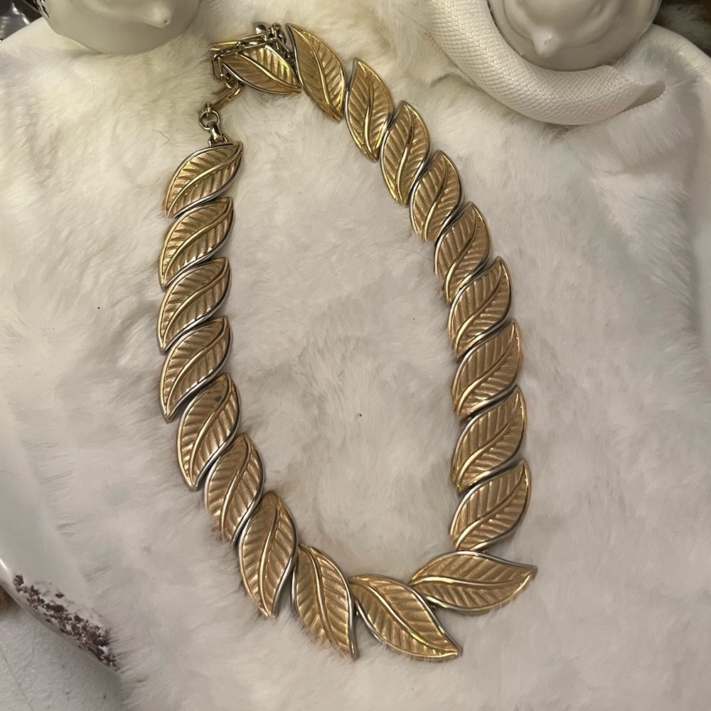 Trifari Gold tone Leaf Necklace